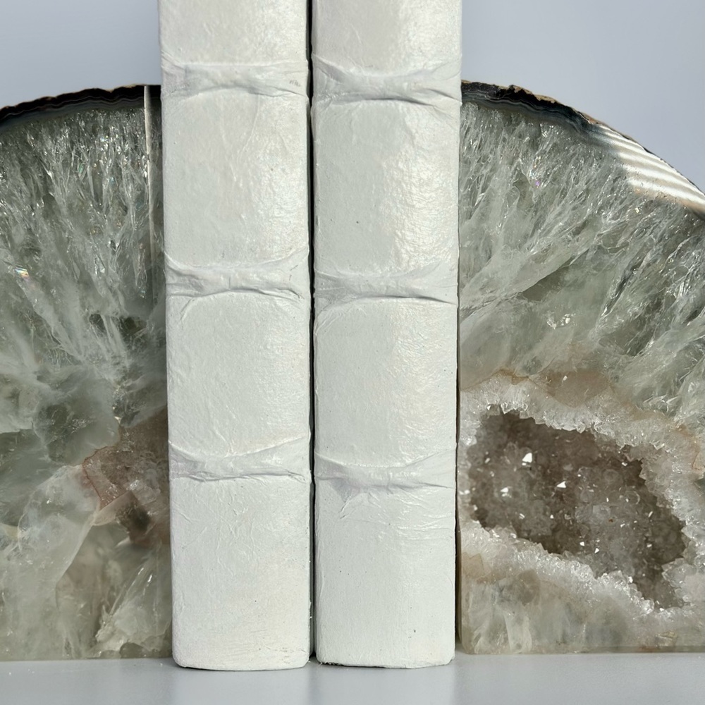 Crystal Bookends, Agate, Geode Center, White, Gray, Cream Layers (10+ lbs.) - Picture 13 of 14